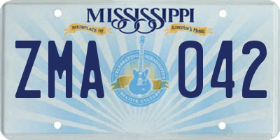 MS license plate ZMA042