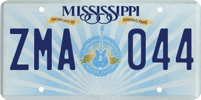 MS license plate ZMA044
