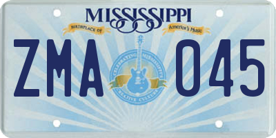 MS license plate ZMA045