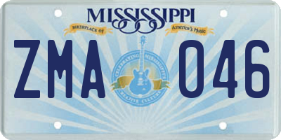 MS license plate ZMA046