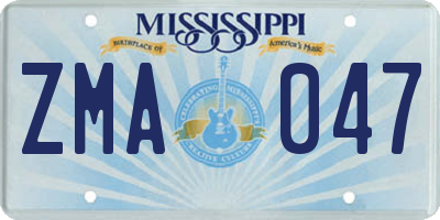 MS license plate ZMA047