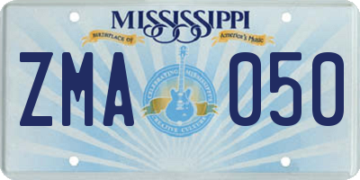 MS license plate ZMA050