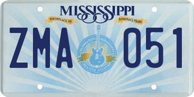 MS license plate ZMA051