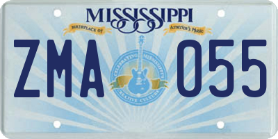 MS license plate ZMA055