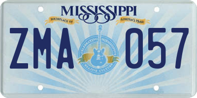 MS license plate ZMA057