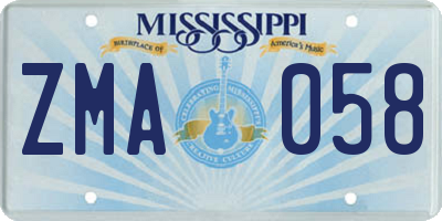 MS license plate ZMA058