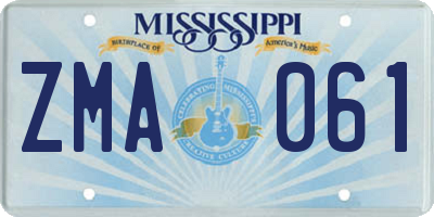 MS license plate ZMA061