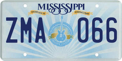MS license plate ZMA066