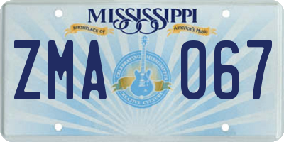 MS license plate ZMA067