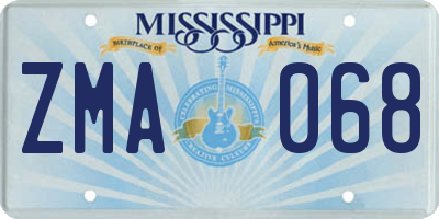 MS license plate ZMA068