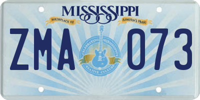 MS license plate ZMA073