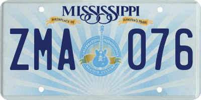 MS license plate ZMA076