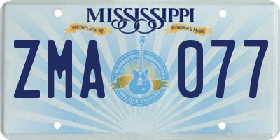 MS license plate ZMA077