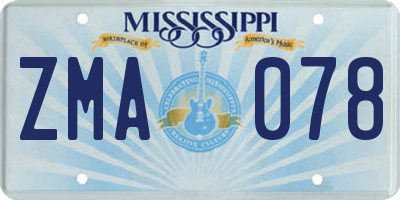 MS license plate ZMA078