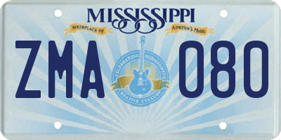 MS license plate ZMA080