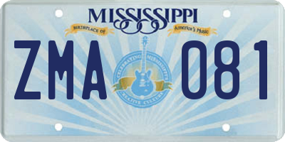 MS license plate ZMA081
