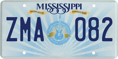 MS license plate ZMA082