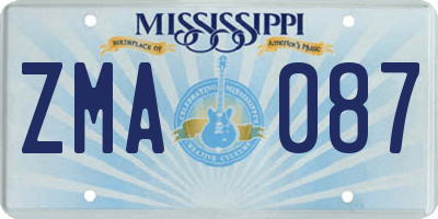 MS license plate ZMA087