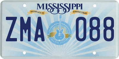 MS license plate ZMA088