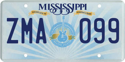 MS license plate ZMA099