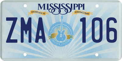 MS license plate ZMA106