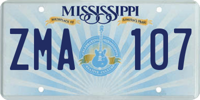 MS license plate ZMA107