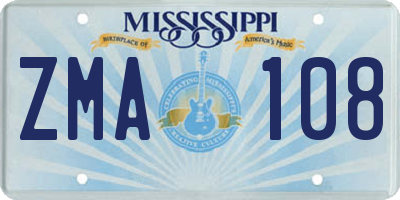 MS license plate ZMA108
