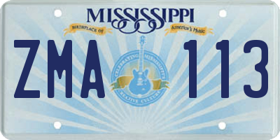 MS license plate ZMA113