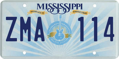 MS license plate ZMA114