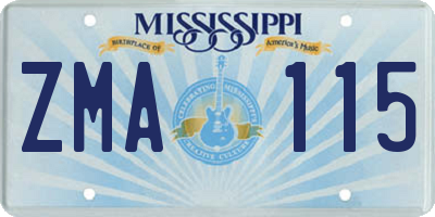 MS license plate ZMA115