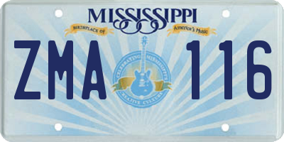 MS license plate ZMA116