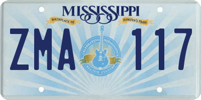 MS license plate ZMA117