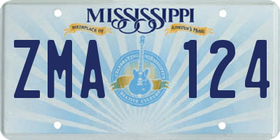 MS license plate ZMA124