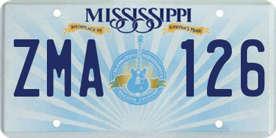 MS license plate ZMA126