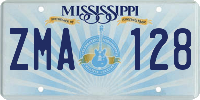 MS license plate ZMA128