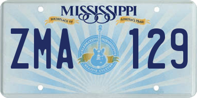 MS license plate ZMA129
