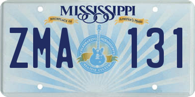 MS license plate ZMA131