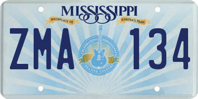 MS license plate ZMA134