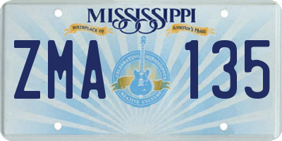 MS license plate ZMA135