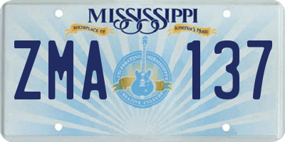 MS license plate ZMA137