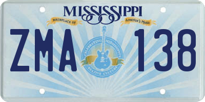 MS license plate ZMA138