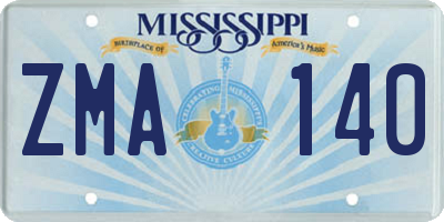 MS license plate ZMA140