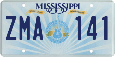 MS license plate ZMA141