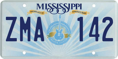 MS license plate ZMA142