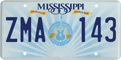MS license plate ZMA143