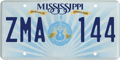 MS license plate ZMA144