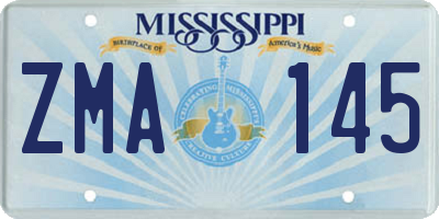 MS license plate ZMA145