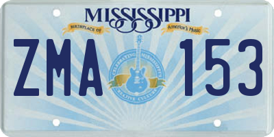 MS license plate ZMA153