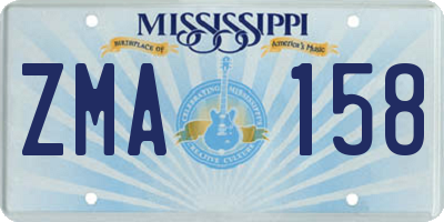 MS license plate ZMA158