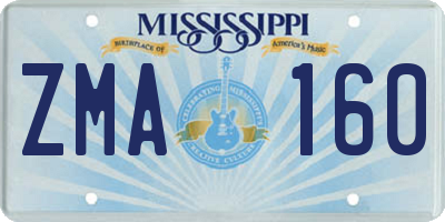 MS license plate ZMA160